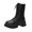 Black, variant on Brown Boots For Womens Mid Calf Block Heel Mid Heel Strap Detail Side Zipper Thick Midsole For Everyday Casual Wear And Outdoor Activities All Season Longs Size 37