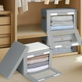 thumbnail image 6 of Large Closet Storage Organizer - Collapsible Storage Bins with Handles & Window, Decorative Storage Boxes with Lids, Fabric Storage Containers for Living Room, Dorm, 6 of 8
