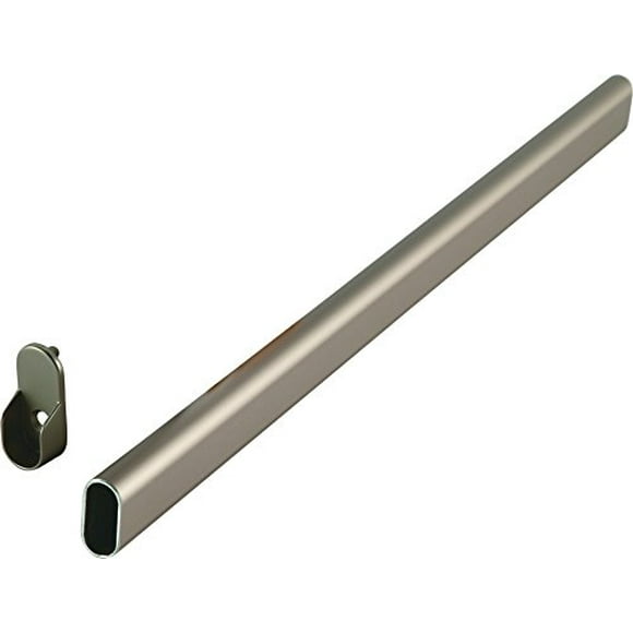 PHILLCO Oval Closet Rod CUSTOM CUT TO SIZE. Up to 94 inches long! Chrome, Satin Nickel, or Dark Bronze. Includes End Caps. (49 - 72 inches, Satin Nickel)