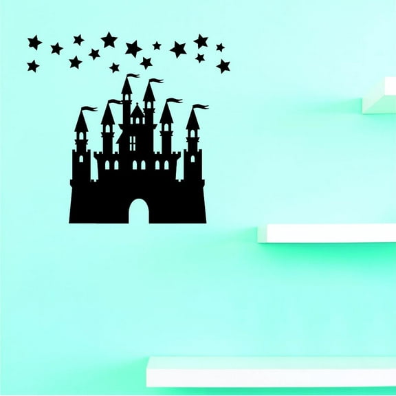 Custom Decals Princess Castle Wall Art Size: 12 X 12 Inches Color: Black