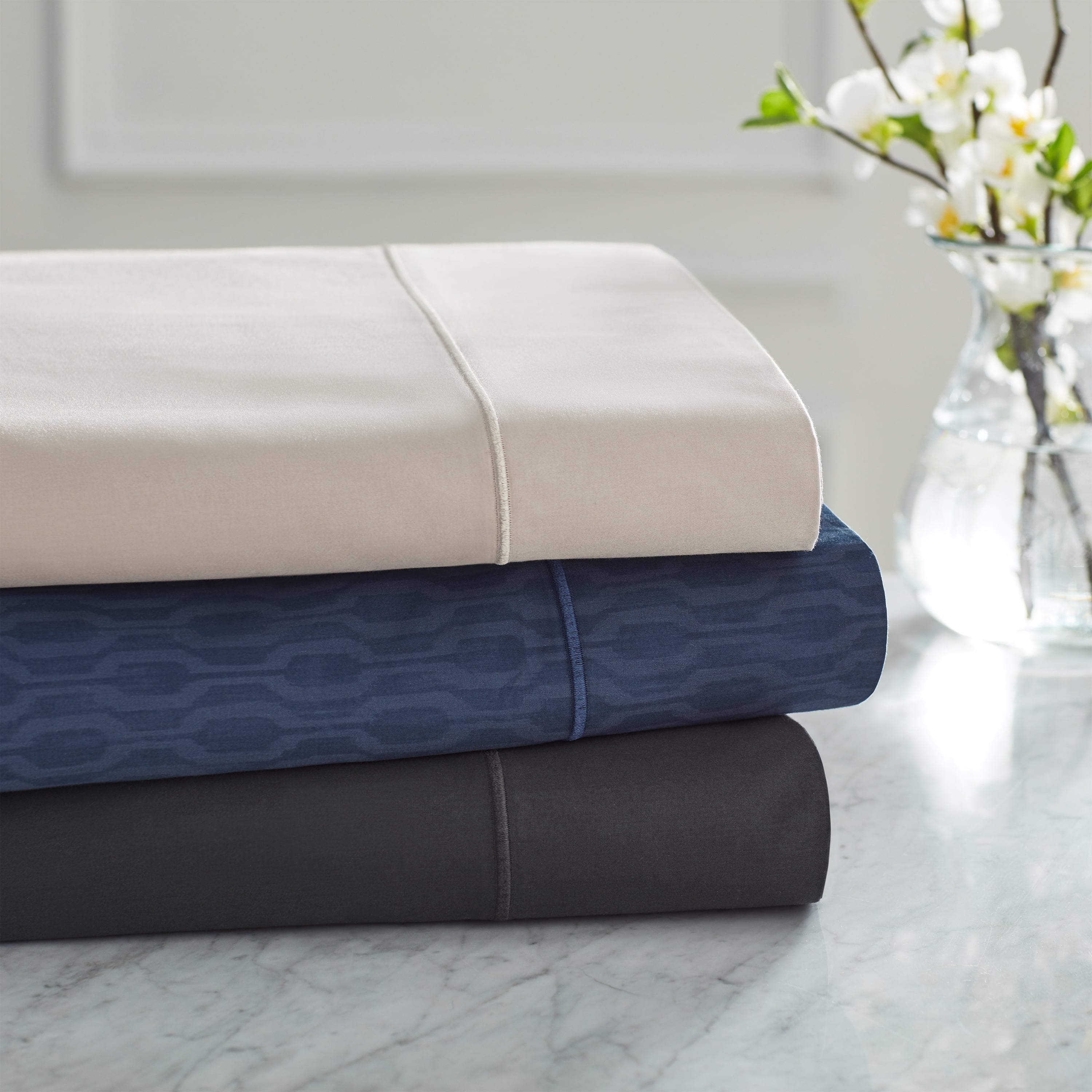 Hotel Style 600 Thread Count 100% Luxury Cotton Sheet Set, Full, Navy Tonal