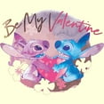 thumbnail image 2 of Men's Lilo & Stitch Be My Valentine Watercolor Couple Graphic Tee Beige 2X Large, 2 of 4