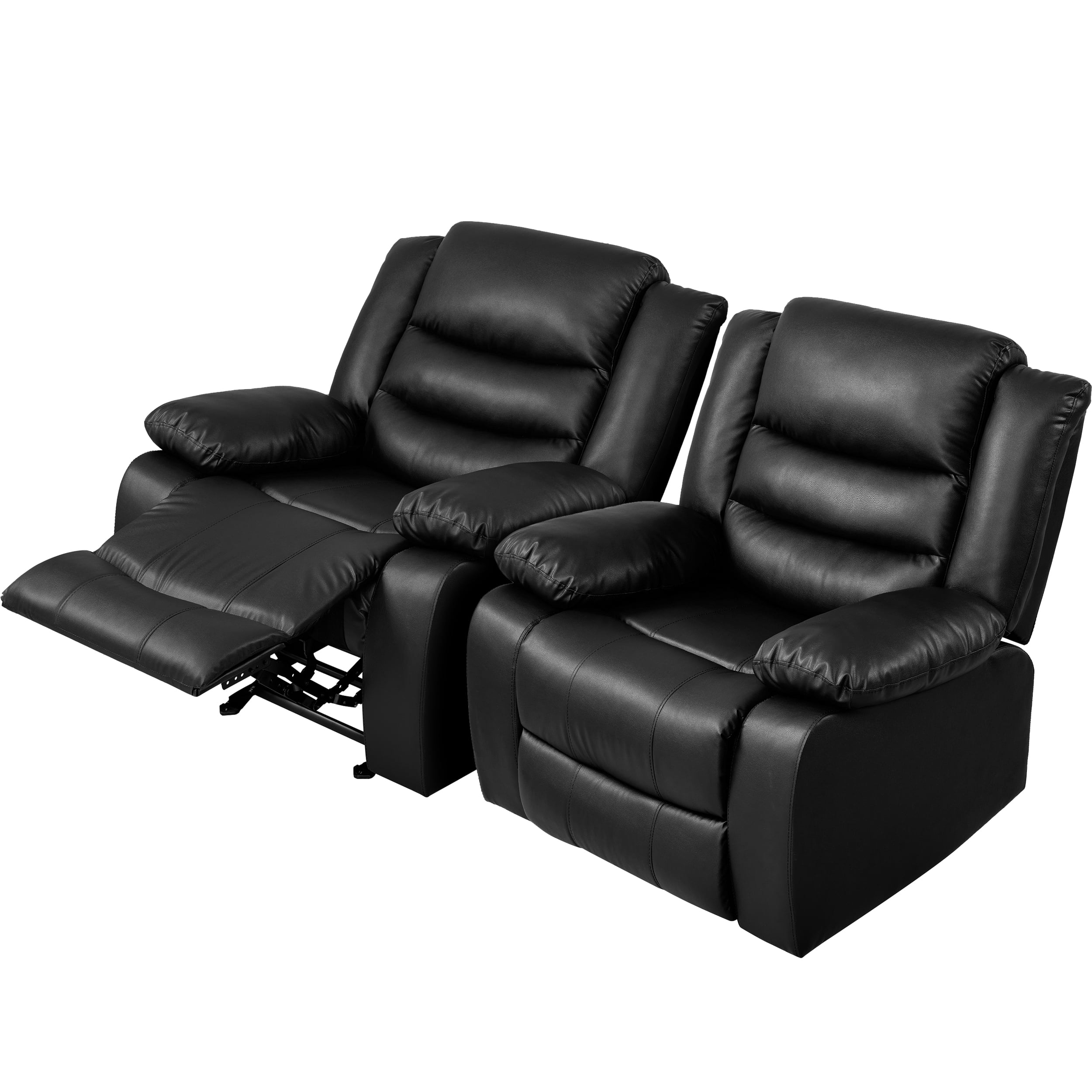 TrumanPick Recliner Chair PU Leather Rocker Recliners Sofa Chairs for Adults Lazy Boy Rocking Chair for Living Room, Black