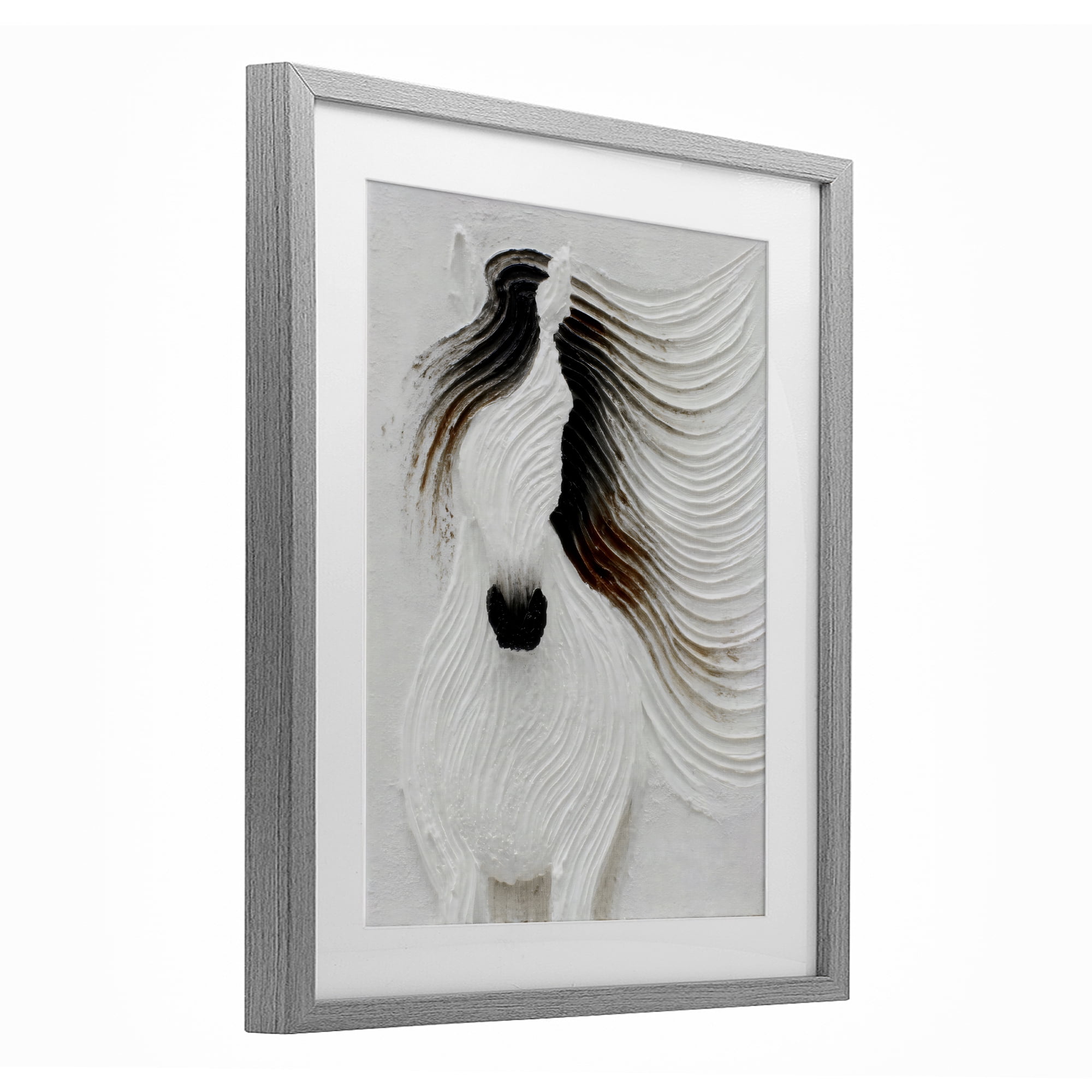Stupell Industries Grooved Horse in Flowing Motion Gray Framed Print Under Glass, design by Ink Drop Loft