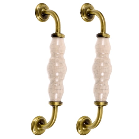 LOLIPPYY 2Pcs Golden Vintage Ceramic Dresser Pull Handles Decorative Cabinet Drawer Handles