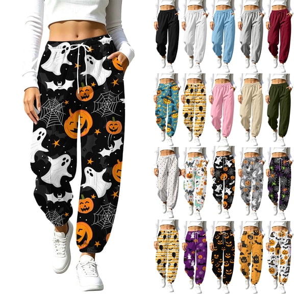 Jovrlynd Barrel Sweatpants Women Halloween Drawstring High Waisted Pockets Athletic Baggy Joggers Stretch Comfy Lounge Pants