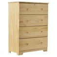 thumbnail image 1 of Pemberly Row Modern 4-Drawer Solid Pine Wood Chest Dresser in Natural, 1 of 8