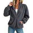 thumbnail image 5 of Womens Quarter Zip Pullover Oversized Corduroy Jacket Fll Winter Casual Sweatshirt Hoodies with Pockets 2XL, 5 of 8