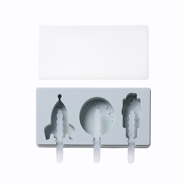 Molde de helado de silicona con forma de dibujos animados DIY con tapa, divertido fabricante de paletas for niños