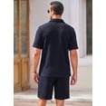 thumbnail image 3 of RICHCOIN Men's 2 Piece Outfits Textured Knit Short Sleeve Button Down Shirts and Shorts Old Money Casual Sets, 3 of 7