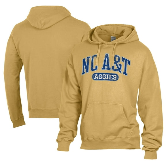 Men's Comfort Wash  Gold North Carolina A&T Aggies Lightweight Fleece Pullover Hoodie