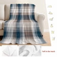 thumbnail image 5 of Blue Brown Plaid Blanket Soft Cozy Warm Throw Blanket for Couch, Plush Fuzzy Flannel Fleece Blankets for Sofa, Modern Abstract Striped Gingham Checked Bed Blankets Lightweight Gifts for Men, 40"x60", 5 of 9