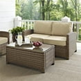 thumbnail image 2 of Afuera Living Modern 2 Piece Wicker Patio Sofa Set in Brown and Sand, 2 of 12