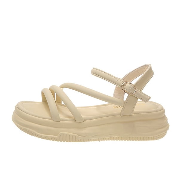 2023, sandalias de verano para mujer, zapatos con perspectiva de plataforma para mujer, nuevas sandalias romanas de tacón medio a la moda, cómodas sandalias informales 36 Gao Jinjia LED