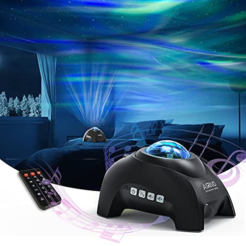 Northern Lights Aurora Projector, AIRIVO Star Projector Bluetooth Music Speaker, White Night Light Galaxy Projector for Adults , for Home Decor Bedroom/ Ceiling/Party (Black) -