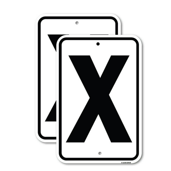 (2 Pack) Sign with Letter X | 18" X 24" Heavy-Gauge Aluminum Sign | Rust Free Aluminum, Weather Resistant, Waterproof, Fade Resistant, 2 Pre-drilled Holes