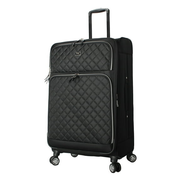 MADDEN NYC, Aesthetic Soft Side 28" Expandable Checked Luggage with Spinner Wheels, Black