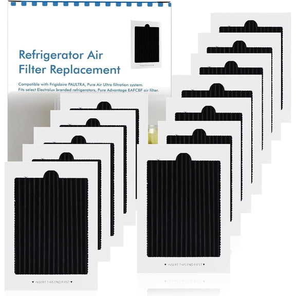 DEWEL Refrigerator Air Filter Replacement, Activated Carbon Filter Compatible with Frigidaire & Electrolux Pure Air Reduce Odors for EAFCBF, PAULTRA, RAF1150 242061001,242047801, 242047804, 12 Pack