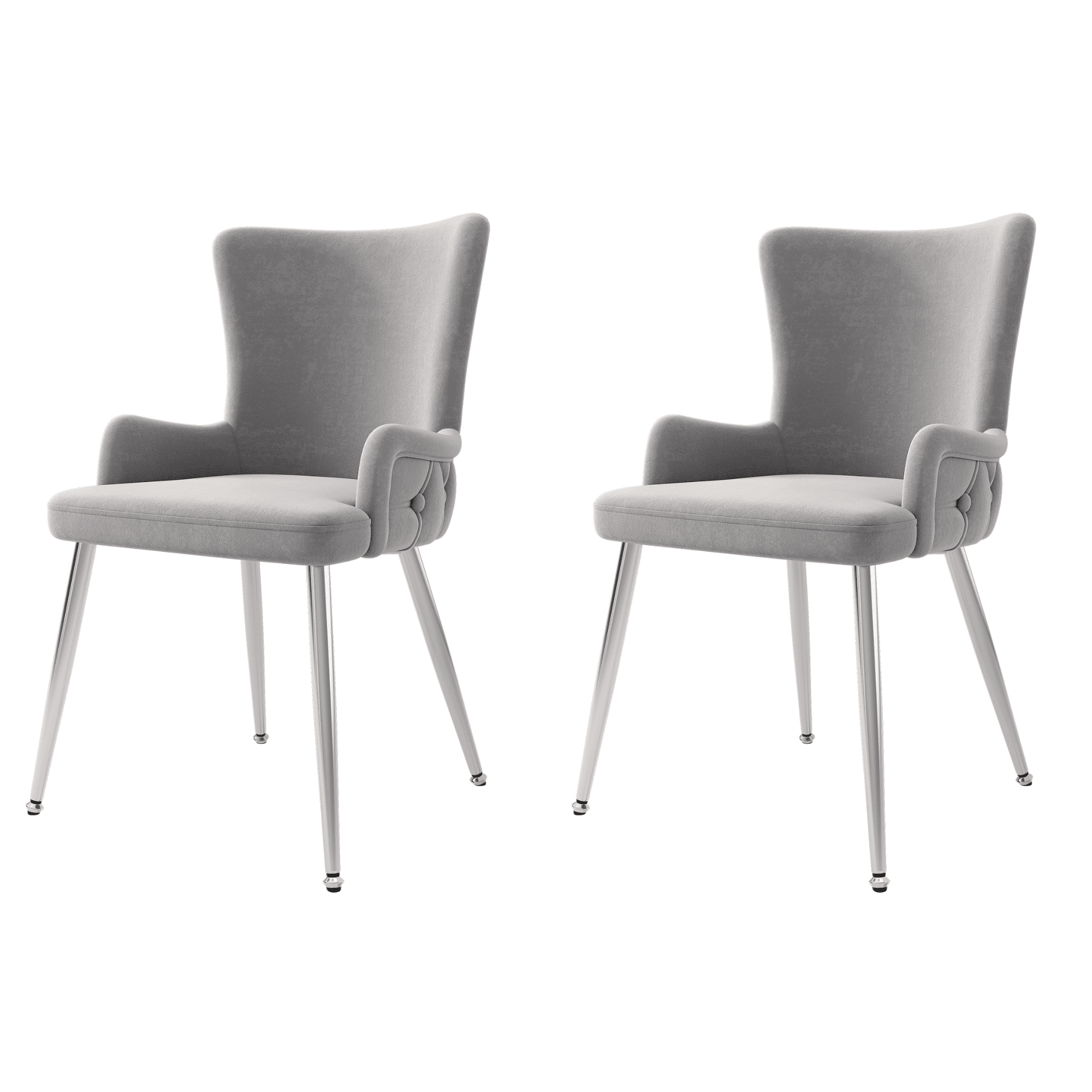 Noble House Set of 6, Velvet Dining Chairs, Light Luxury Tufted Chair with Four Gold Metal Legs,Gray