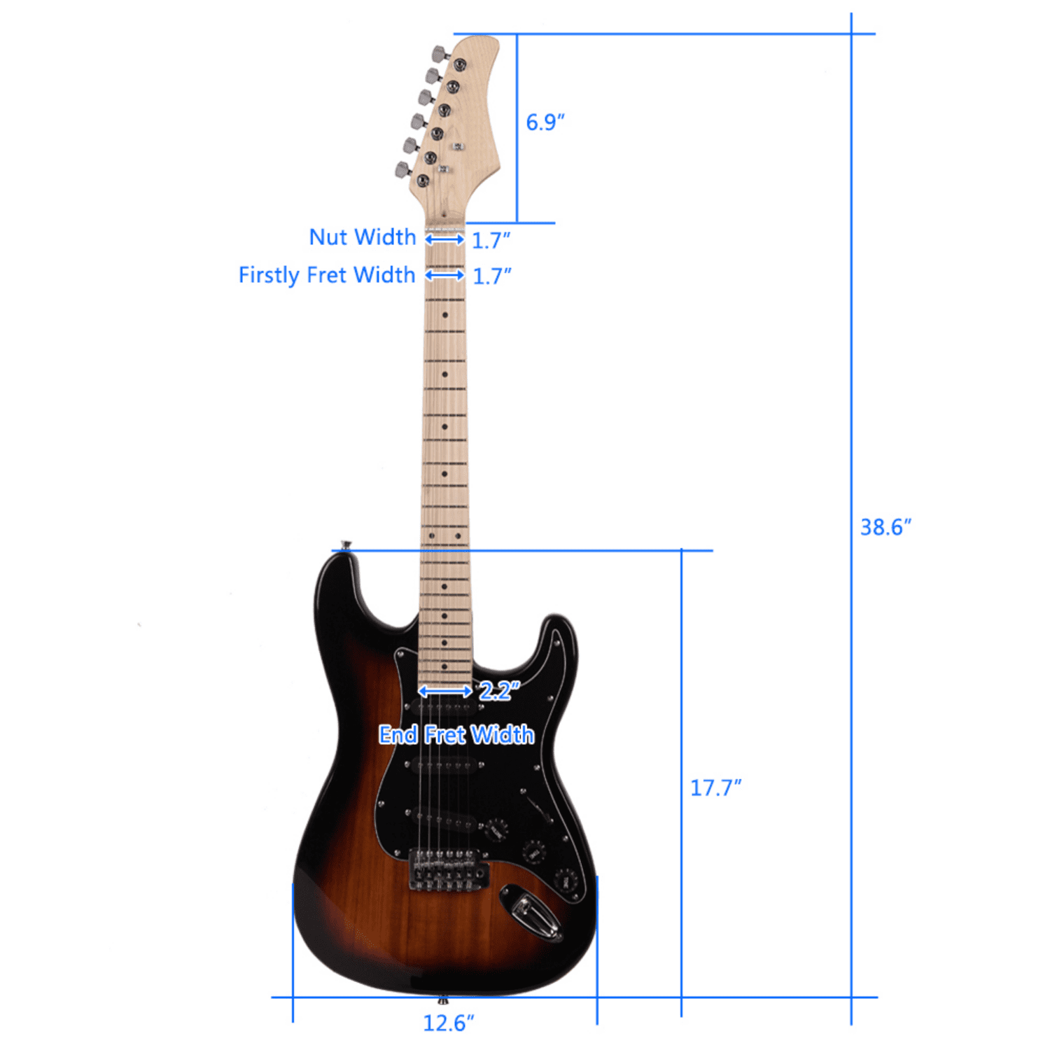 Hassch Electric Guitar with Amp and Gig Bag, Beginner Guitar Kit with Strap, Tool, Plectrum, Tremolo Bar and Power Wire, Black & Golden
