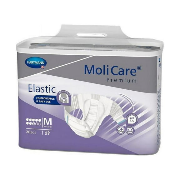 MoliCare Premium Elastic 8D Briefs, Unisex, Heavy Absorbency, Medium, 26 Count