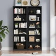 thumbnail image 6 of PUFFCAFE 75" Tall Bookcase,24" Wide Wood Book Shelf,6 Tier Display Storage Shelves,Black Bookshelf for Home Office Living Room Bedroom Study, 6 of 6