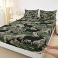 thumbnail image 4 of Castle Fairy Teens Green Camo Elk Silhouette Queen Sheets 4 Pieces,Hunting Animal Duck Queen Sheet Sets,Olive Dark Green Black,1 Fitted Sheet, 1 Flat Sheet and 2 Pillowcases, 4 of 6