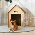 thumbnail image 4 of Small Indoor Dog House or Cat Bed, Cozy Wooden Design with Air Vents and Elevated Floor Warm Dog Cave, 4 of 5