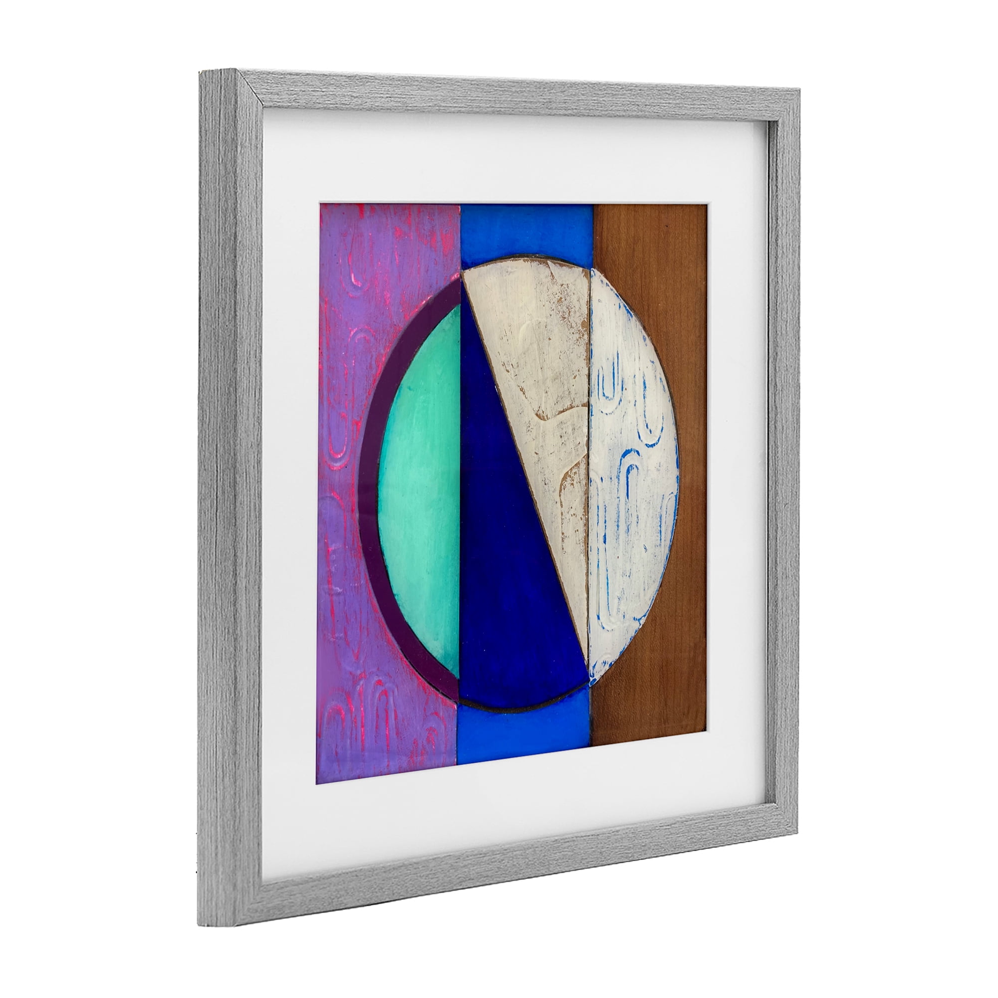Stupell Industries Structured Blue & Purple Circle Gray Framed Print Under Glass, design by Matthew Finger
