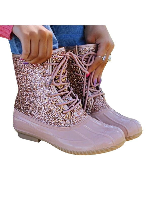 sequin duck boots