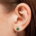 thumbnail image 3 of Lab-Created Emerald 6mm Cushion Stud Earrings in 14k White Gold, 3 of 4
