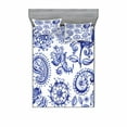 thumbnail image 2 of Ambesonne Paisley Fitted Sheet & Pillow Sham Set, Watercolor Mandala, Twinxl, Navy Blue White, 2 of 3