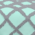 thumbnail image 4 of 1 Piece Luxury Two Tone Diamond Ruffle Pattern Comforter Super Soft, All Season 800 Thread Count, 100% Egyptian Cotton, Full/Queen Size Aqua Blue-Silver Color, 4 of 4