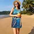 thumbnail image 3 of Fotbe Watercolor Turtle Vestido de Verano sin Mangas para Mujer – Vestido Midi Línea A, Estilo Camiseta Floral, Vestido Playero Casual y Fluido, 3 of 7
