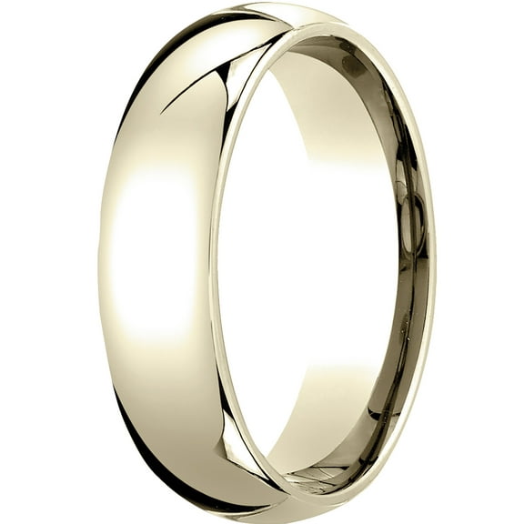 Mens 18K Yellow Gold, 6mm Slightly Domed Standard Comfort-Fit Wedding Band (sz 9)