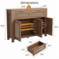 thumbnail image 2 of 51.29 Inch Rattan Sideboard Cabinet with 3 Drawers and 2 Door Storage, Boho Hand Woven Buffet Console Table with Adjustable Shelf, Farmhouse Media Cabinet for Dining Room Living Room, Light Oak Dark O, 2 of 9
