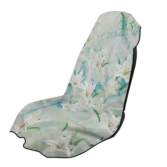 XYZCANDO Watercolor Lily Print Easy Install Car Seat Protector, Non-Slip Soft Washable Car Cushion Seat Covers for SUV Trucks Sedans