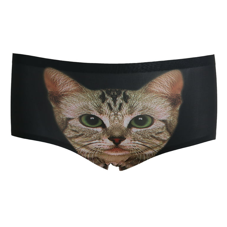 Women's Pussycat Anti Emptied Panties for Cat Printing Underwear Seamless  Briefs 