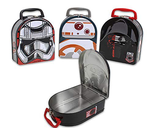 Star Wars Tin Lunch Box Carry All Case Rey Kylo Ren Chewbacca R2-D2 BB-8 C3PO 