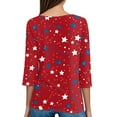 thumbnail image 5 of ASDFVBKG 4th Of July Shirts for Women 3/4 Length Sleeve Independence Day Tshirts Fashion Casual V Neck T Shirts Summer Star Striped Print Tunics Tops Loose Fit Blouses 2XL, 5 of 5