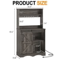 thumbnail image 2 of ChVans 55.1" H Farmhouse Coffee Bar Cabinet with Storage Hutch, Kitchen Wood Coffee Bar Station with Charging Station & 6 Hooks & Adjustable Shelf and Sliding Barn Door for Kitchen, Living Room, 2 of 8