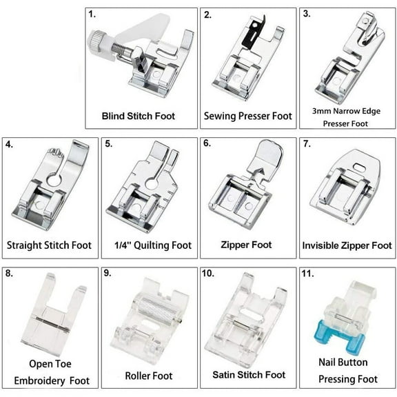 CRILSTYLEO 1Set Durable Silver Sewing Machine Press Foot Set for Multipurpose Home Knitting Use