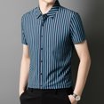 thumbnail image 4 of IWRICH Strip Shirts for Men Short Sleeve Button down Shirt Casual Formal Business Regular Fit Shirts with Pocket Blue XXXL, 4 of 6