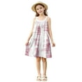 thumbnail image 6 of Moocorvic Toddler Girls Tie-dye Print Dresses Summer Spaghetti Strap Linen Casual Swing Sundress 11-12 Years,Pink, 6 of 8