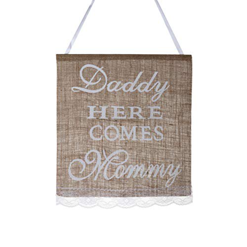 WINOMO Daddy Here comes Mommy Burlap Banner Cartel rústico para colgar en la boda del campo WINOMO 190657704038