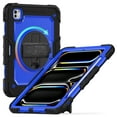 thumbnail image 6 of 3 Layer Case for iPad Pro 11 2022/2021/2020/2018/Air4/Air5, for Kids Heavy Duty Protective Case with Screen Protector & Stylus Holder & 360 Rotating Stand and Hand/Shoulder Strap Cover - Blue+Black, 6 of 9