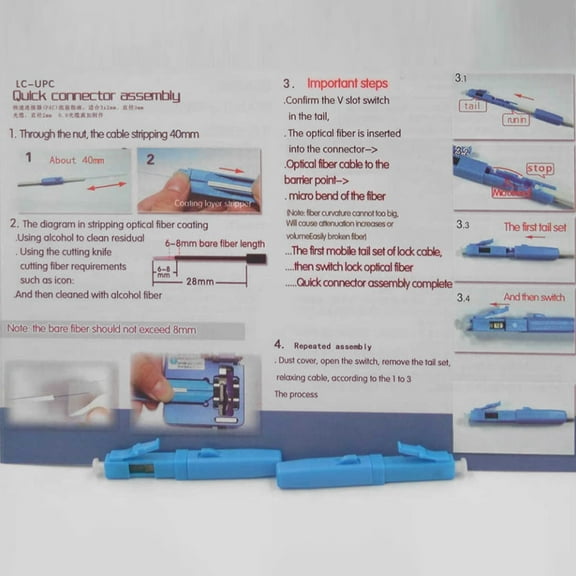 GENEMA 10pcs/set LC UPC Fiber Optic Fast Connector Adapter For Cold Splice Special Set