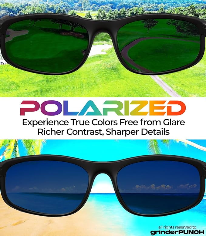 Grinderpunch Sport Polarized Sunglasses for Men & Women Baseball Running Cycling Fishing Golf Driving Shades Sun Glasses - Black