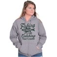 thumbnail image 4 of Angler Fishing Humor Easy Hard Catch Unisex Fleece Graphic Zip Up Hoodie Brisco Brands 5X, 4 of 5