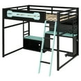 thumbnail image 6 of Harper & Bright Designs Full Size Gaming Loft Bed with Desk and Storage Shelves, Full Wood Low Loft Bed Frame with LED Lights, USB Ports and Pegboard, Black+Blue, 6 of 18